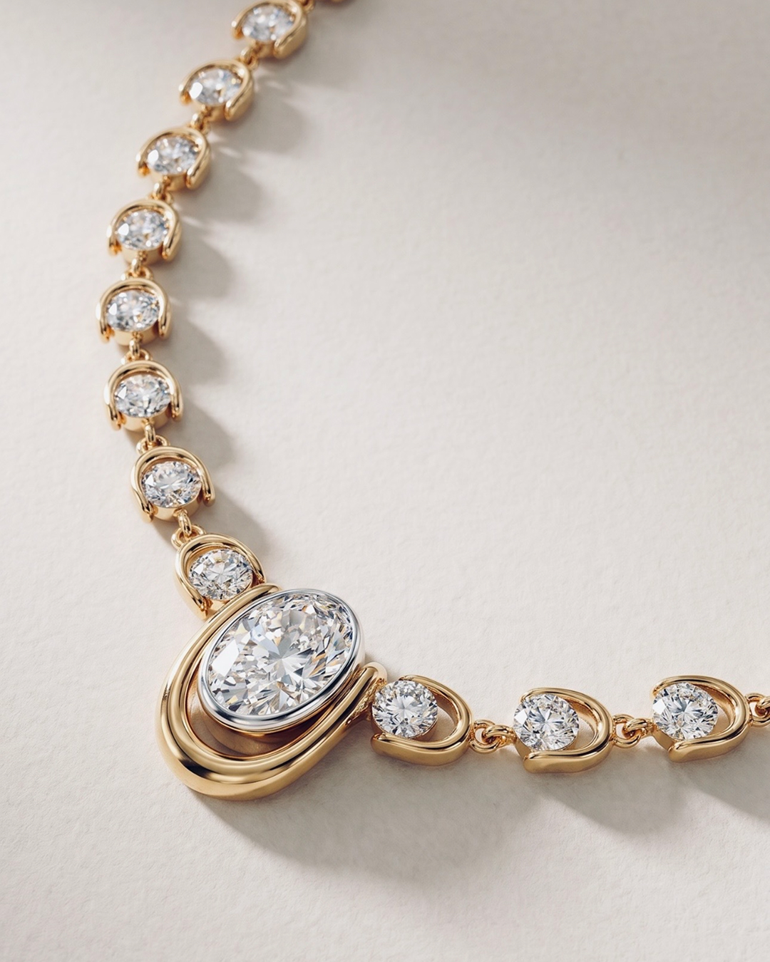 Macro social image of Zorae diamond bracelet on a neutral surface